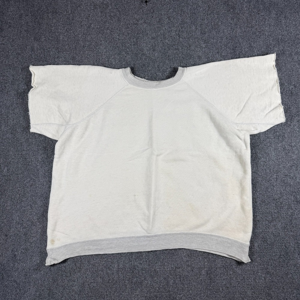 Vintage 60s 70s Cut Off Sweatshirt Distressed Blank Stained Gray Boxy Large